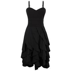 Women's Gothic Sleeveless Straps Irregular Hem Tiered Dress N14972