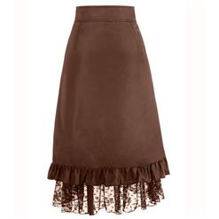 Steampunk Gothic Gypsy Hippie Clothing Vintage Brown Lace Skirts N14978