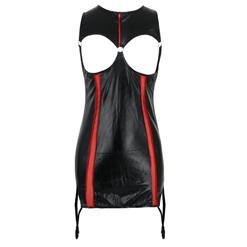 Sultry Black Open Cup Mini Dress PVC Lingerie N14984