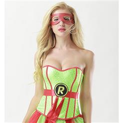 Women's Strapless 8 Plastic Boned Superhero Halloween Costume Overbust Corset N15011