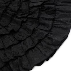 Women's Victorian Gothic Black Jacquard Ruffle Fishtail Skirt N15058