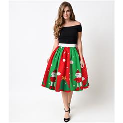 Women's Christmas Printed Stretchy Flared A-line Skater Skirt N15066