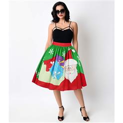 Women's Christmas Printed Stretchy Flared A-line Skater Skirt N15067