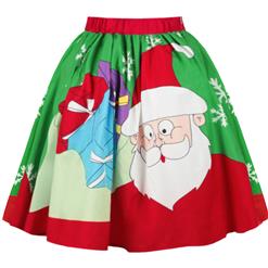 Women's Christmas Printed Stretchy Flared A-line Skater Skirt N15067