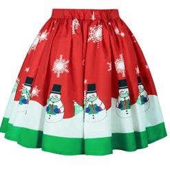 Women's Christmas Printed Stretchy Flared A-line Skater Skirt N15068