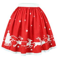 Women's Christmas Printed Stretchy Flared A-line Skater Skirt N15069