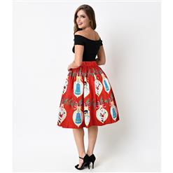 Women's Christmas Printed Stretchy Flared A-line Skater Skirt N15070