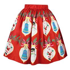 Women's Christmas Printed Stretchy Flared A-line Skater Skirt N15070
