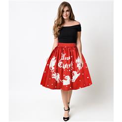 Women's Christmas Printed Stretchy Flared A-line Skater Skirt N15071