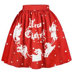 Women's Christmas Printed Stretchy Flared A-line Skater Skirt N15071