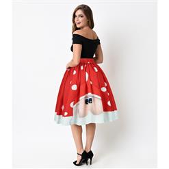 Women's Christmas Printed Stretchy Flared A-line Skater Skirt N15073