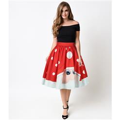 Women's Christmas Printed Stretchy Flared A-line Skater Skirt N15073