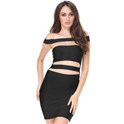 Women's Sexy Off Shoulder Cut Out Bodycon Bandage Party Dress N15130