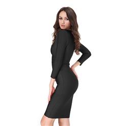 Women's Sexy Deep V Front Long Sleeve Bodycon Bandage Party Dress N15132
