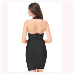 Women's Sexy Sleeveless Strapless Halter Mesh Panel Bodycon Bandage Dress N15179