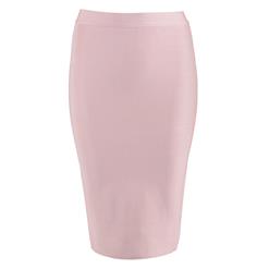 Women's Sexy OL Svelte Pure Pink Stretchy High Waist Bodycon Bandage Skirt N15184