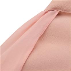 Women's Elegant Chiffon Round Collar High Slit Maxi Bodycon Dress N15255