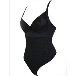 Sexy Black V Neck Spaghetti Straps Plus Size Bodysuit Slimmer Shapewear N15267