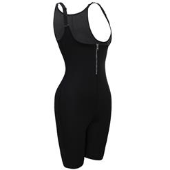 Women's Full Body Shape Neoprene Black Front Zipper Open Bust Bodysuit N15274