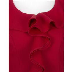 Women's Ruffled Collar Long Sleeve Falbala Zipper Jacket N15281