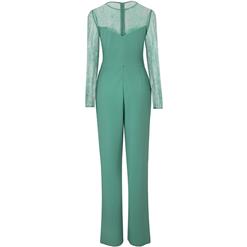 Women's Sexy Lace Long Sleeve Round Collar Jumpsuit N15291