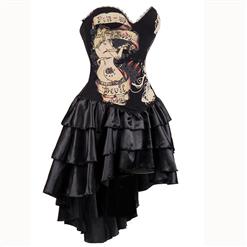 Women's Gothic Burlesque Printed Corset Dress Halloween Costume N15301