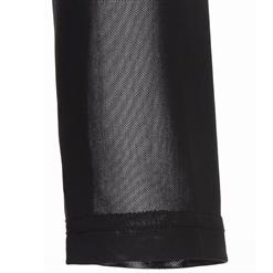 Women's Sexy Long Sleeve Round Neck Mesh Panel Patchwork Dress N15306