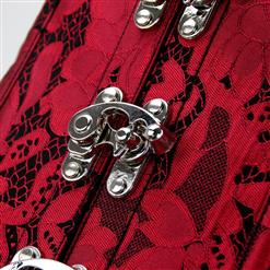 Steampunk Vintage Red Jacquard 16 Steel Boned Vest Underbust Corset N15309