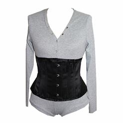 Women's Sexy Long Sleeve V Neck Snap Buttons Bodysuit with Underbust Corset N15329