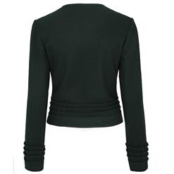 Women's Elegant Long Sleeve Round Collar Zipper Pleated Jacket N15331