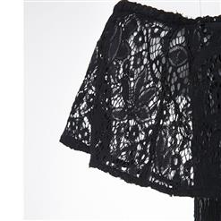 Women's Sexy Black Lace Off Shoulder Irregular Plus Size Dress N15350