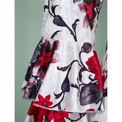 Women's Long Sleeve Floral Print Off Shoulder Pullover Bodycaon Plus Size Dress N15351