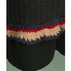 Women's Elegant Long Sleeve High Neck Falbala Pullover Bodycon Sweater Dress N15356