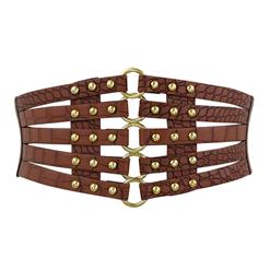 Punk Waist Belt, Metal Waist Belt, Vintage Waist Belt, Elastic Waist Belt, Waist Belt for Women, Wide Cinch Belt, Brown Girdle, #N15389