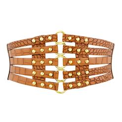 Punk Waist Belt, Metal Waist Belt, Vintage Waist Belt, Elastic Waist Belt, Waist Belt for Women, Wide Cinch Belt, Brown Girdle, #N15389