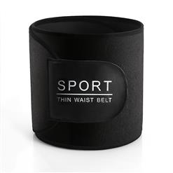 Unisex Black Latex Sports Waist Trimmer Stomach Wrap Enhancer Body Shaper Belt N15400