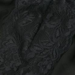 Charming Black Triangle Bust Spaghetti Strap Floral Lace Babydoll Nightwear Lingerie N15406