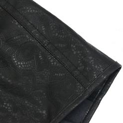 Sexy Black Floral Print Satin Lace Up Long Corset Dress N15435