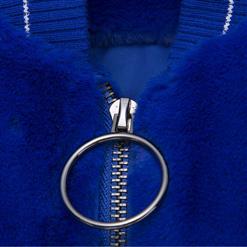 Women's Casual Loose Long Sleeve Stand Collar Zipper Jacket N15451