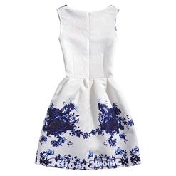 Little Girls' Sleeveless Vintage Floral Print Casual Swing Dress N15466