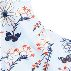 Vintage Sleeveless Round Collar Flower Print Mother and Daughter Family Matching Dress N15482