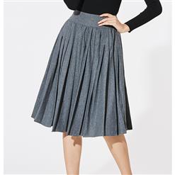 Sexy Skirt for Women, Sexy Gray Skirt,  Knee-Length Skirt, Gray Sexy Skirts, Gray Pleated Skirt, Women's Pleated Skirts, High-Waist Pleated Skirts, #N15599