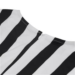 Women's Three-Quarter Sleeve Round Neck Striped Plus Size Dress N15634