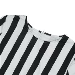 Women's Three-Quarter Sleeve Round Neck Striped Plus Size Dress N15634