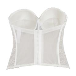 Women's White Floral Lace Plastic Bone Bridal Strapless Bustier N15762