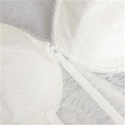 Women's White Floral Lace Plastic Bone Bridal Strapless Bustier N15762