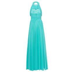 Women's Sleeveless Halter Pearl Beaded Ruched Bridesmaid Prom Evening Gowns N15862