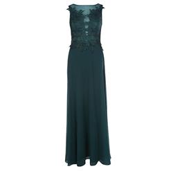 Sexy Evening Gowns, Ankle-Length Evening Gowns, Dark-Green Illusion Neck Prom Gowns, Dark-Green Sleeveless Bridesmaid Dress, Chiffon Evening Dresses, Appliques Evening Gowns, Wedding Guest Dress, #N15877