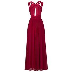 Women's Sleeveless Hollow Out Backless Slit Bridesmaid Dress Prom Evening Gowns N15894