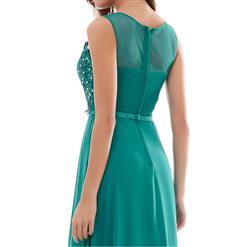 Women's Sleeveless V Neck Appliques Beaded Long Prom Evening Gowns N15916